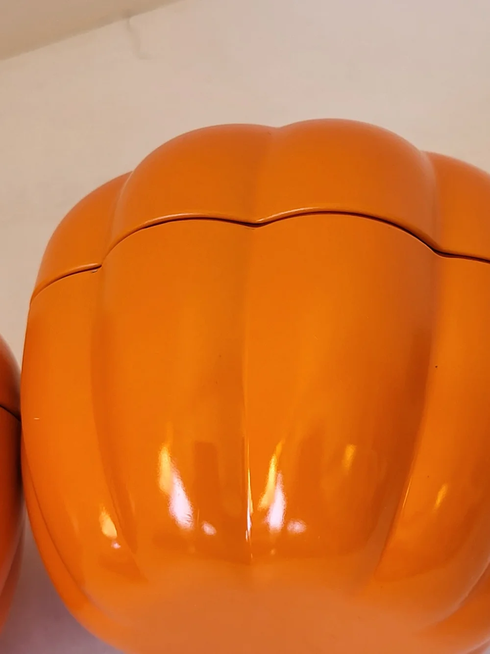 See's Candies Pumpkin Tins - Orange Halloween (NO Candy) 2016 s/2